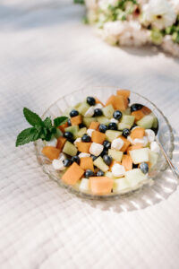 Summer salad with melon and mozzarella for a picnic